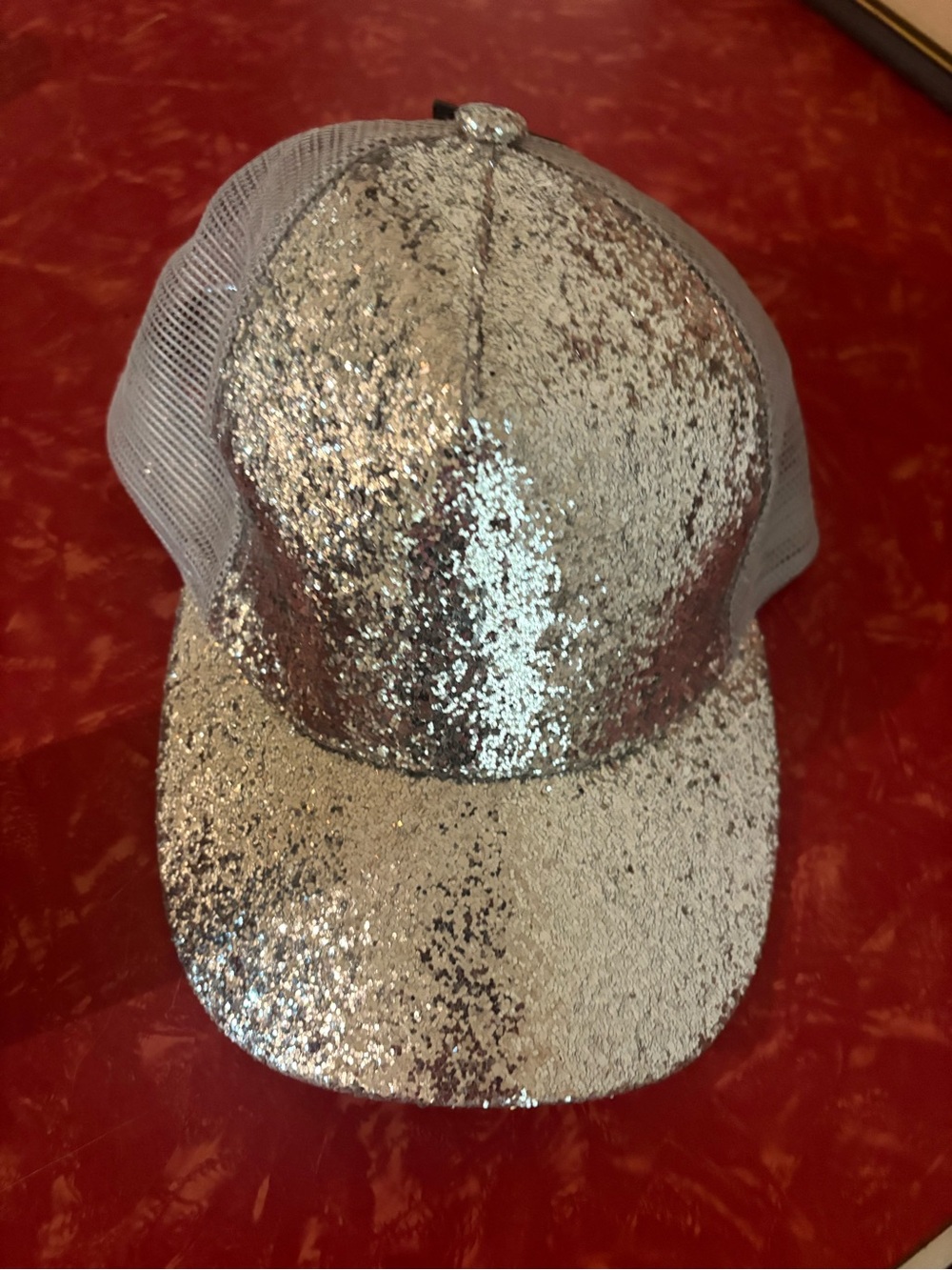 NWT Silver Sequin Trucker Hat
